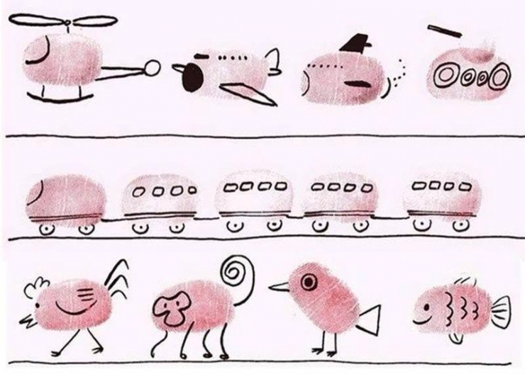 Illustration de l'article : 50 dessins très simples à réaliser avec des empreintes... C'est top pour des activités avec des enfants !