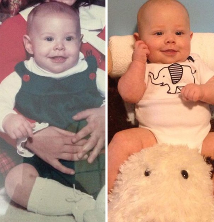 Illustration de l'article : La ressemblance est flagrante chez ces parents et enfants photographi&eacute;s au m&ecirc;me &acirc;ge (10 photos)