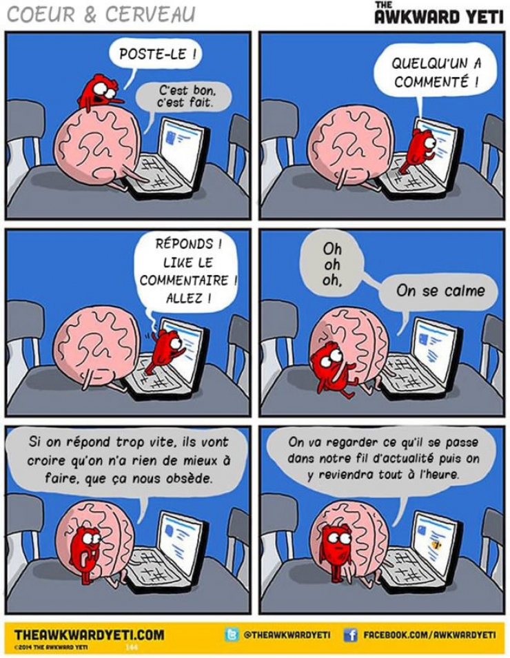 Illustration de l'article : Les différentes façons de penser du coeur et du cerveau, le tout illustré dans une bande dessinée ! Cerveau Vs Coeur...