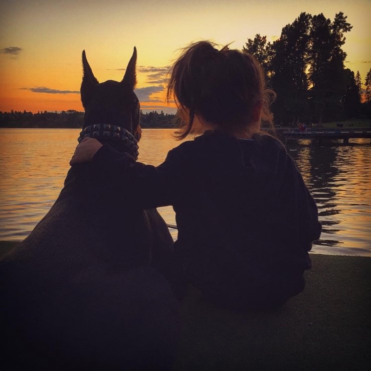 Illustration de l'article : Voici la petite Siena, 3 ans, et Buddha, le dobermann de 2 ans. Les photos de leur merveilleuse amitié vous laisseront sans voix