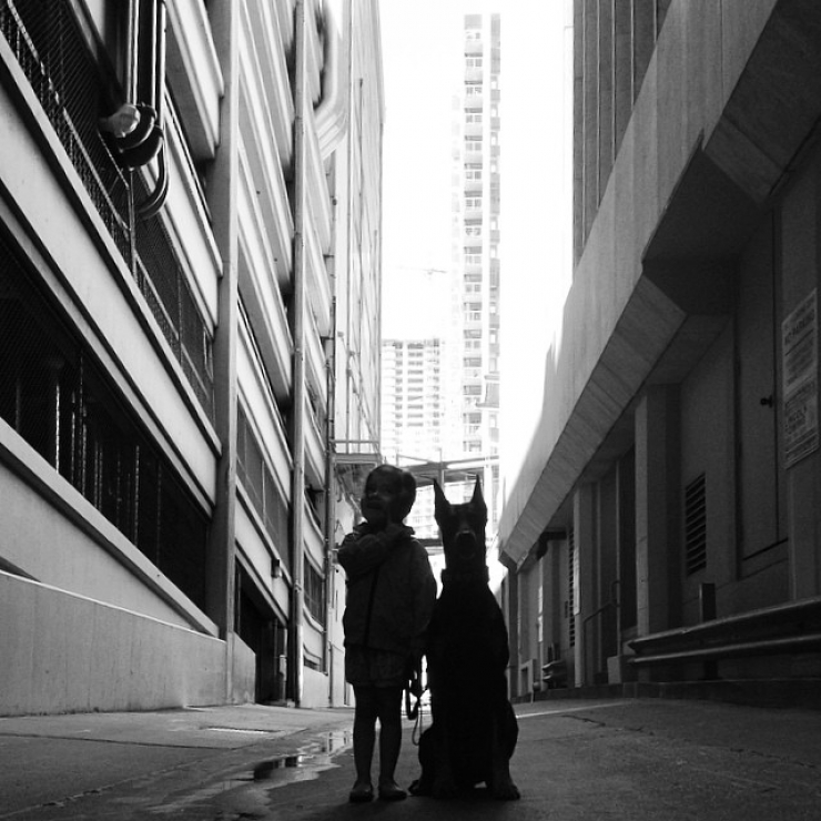 Illustration de l'article : Voici la petite Siena, 3 ans, et Buddha, le dobermann de 2 ans. Les photos de leur merveilleuse amiti&eacute; vous laisseront sans voix