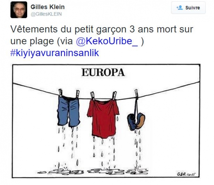 Illustration de l'article : Un dernier hommage au petit Aylan &agrave; travers 23 dessins bouleversants...