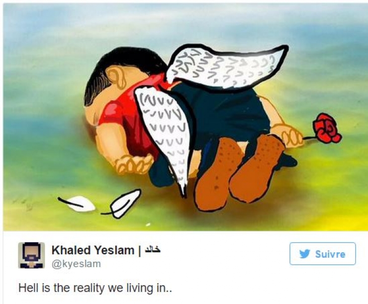 Illustration de l'article : Un dernier hommage au petit Aylan &agrave; travers 23 dessins bouleversants...