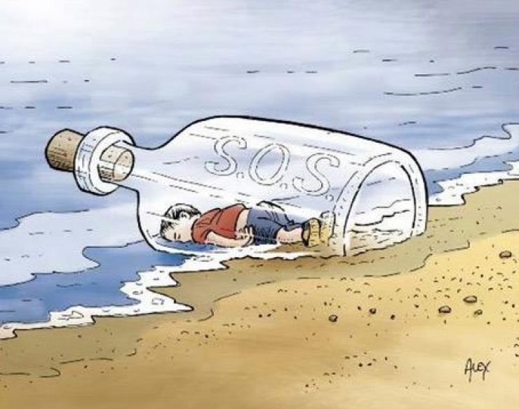 Illustration de l'article : Un dernier hommage au petit Aylan &agrave; travers 23 dessins bouleversants...