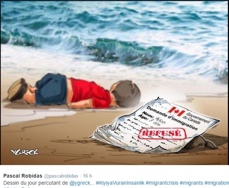 Illustration de l'article : Un dernier hommage au petit Aylan &agrave; travers 23 dessins bouleversants...