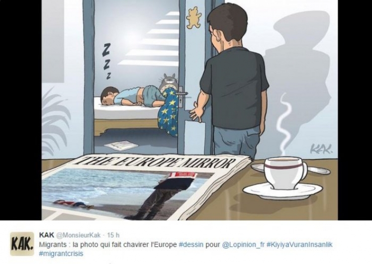 Illustration de l'article : Un dernier hommage au petit Aylan &agrave; travers 23 dessins bouleversants...