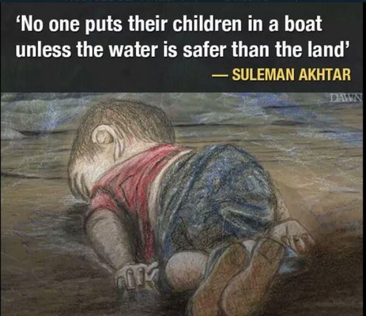 Illustration de l'article : Un dernier hommage au petit Aylan &agrave; travers 23 dessins bouleversants...