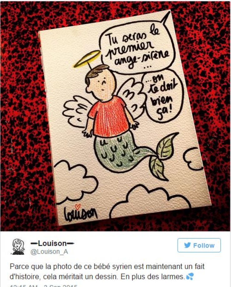 Illustration de l'article : Un dernier hommage au petit Aylan &agrave; travers 23 dessins bouleversants...