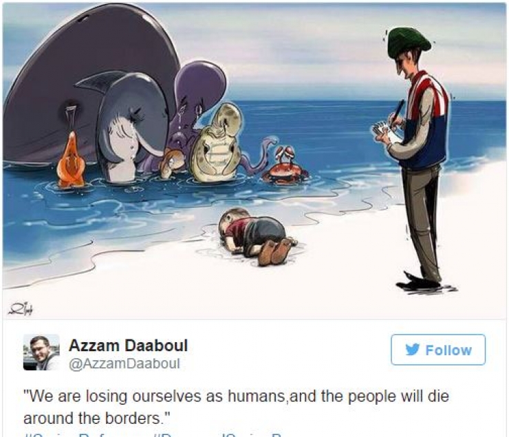 Illustration de l'article : Un dernier hommage au petit Aylan &agrave; travers 23 dessins bouleversants...