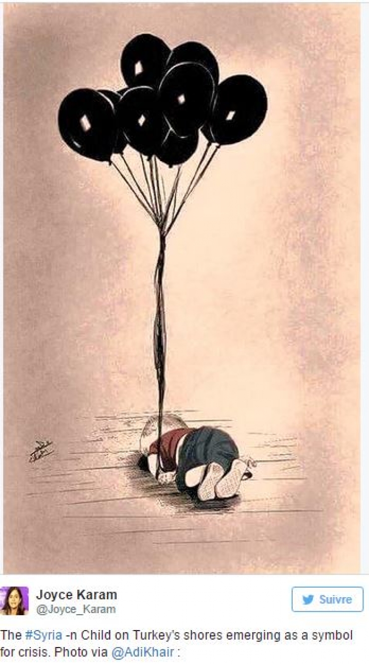 Illustration de l'article : Un dernier hommage au petit Aylan &agrave; travers 23 dessins bouleversants...