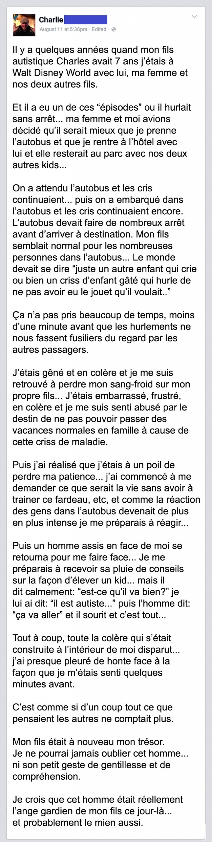 Illustration de l'article : Son enfant autiste est en train de faire une crise dans le bus. Un inconnu se penche alors et lui dit ceci: