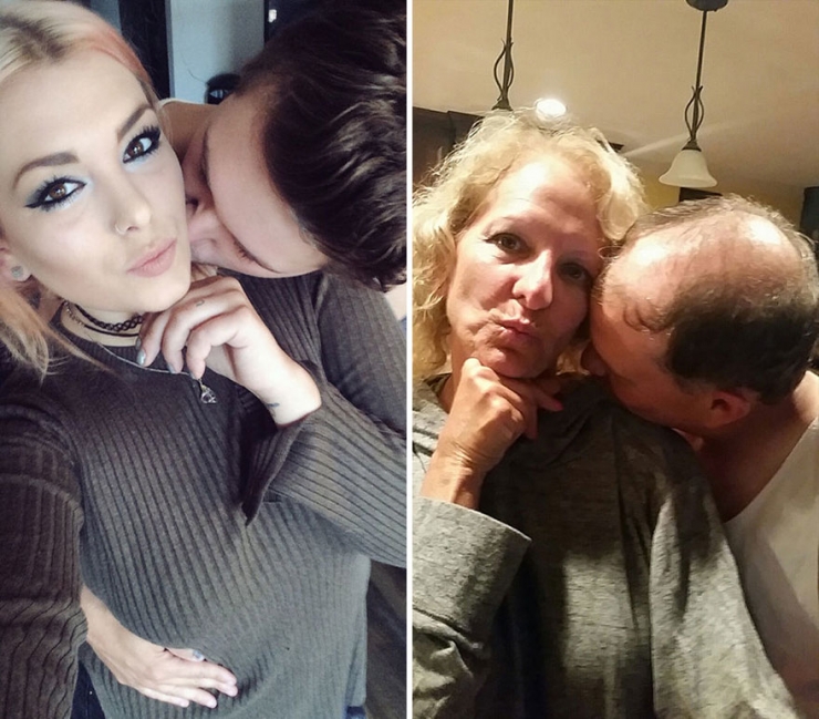 Illustration de l'article : Des parents trollent leur fille en imitant les photos de couple qu'elle poste sur Facebook...
