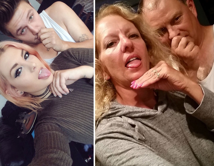 Illustration de l'article : Des parents trollent leur fille en imitant les photos de couple qu'elle poste sur Facebook...