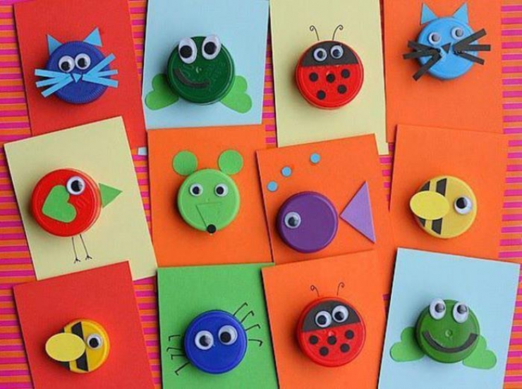 Illustration de l'article : 18 projets à base de bouchons de plastique pour faire des bricolages avec les enfants...