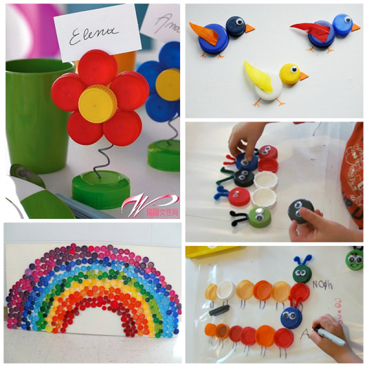Illustration de l'article : 18 projets à base de bouchons de plastique pour faire des bricolages avec les enfants...