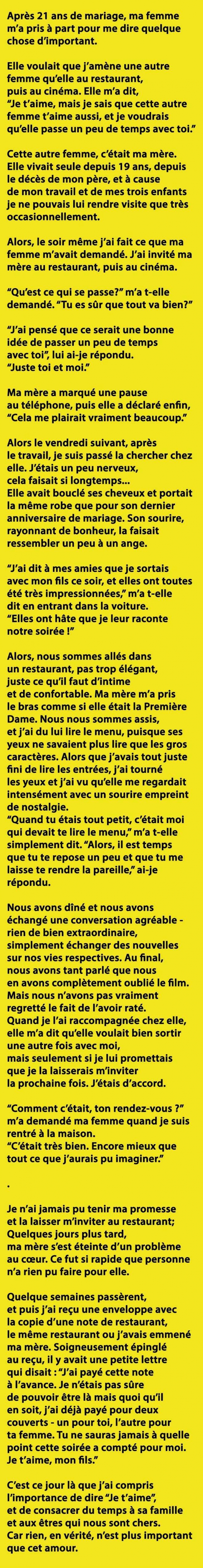 Illustration de l'article : Après 21 ans de mariage, ma femme m'a pris à part pour...