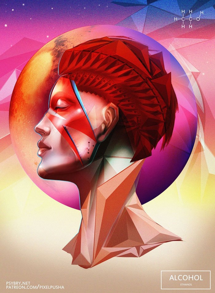 Illustration de l'article : Pendant 20 jours, cet artiste prend une drogue différente chaque matin et il laisse parler les effets de chacune d’entre elles via ses dessins !