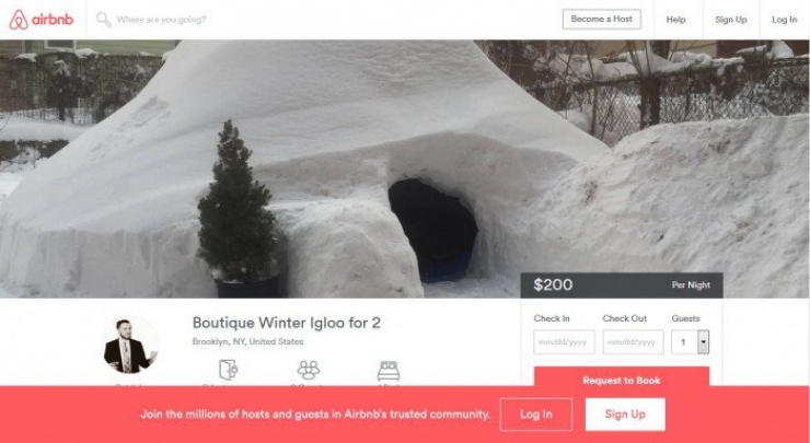 Illustration de l'article : Il construit un igloo et le met à louer sur Airbnb… Ces derniers suppriment l’annonce et lui envoient un msg teinté d’humour !