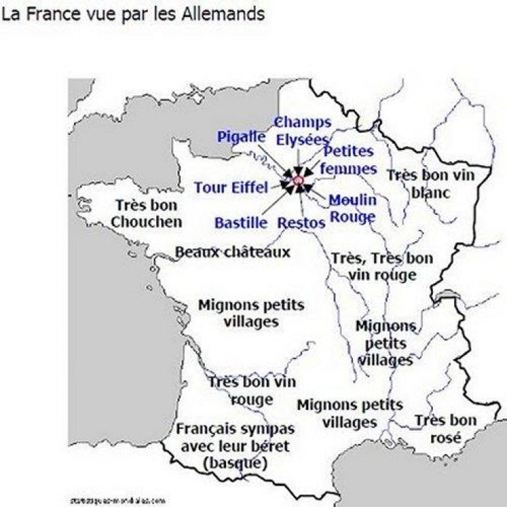 Illustration de l'article : 21 cartes qui nous montrent la France vue par différentes personnes… Vive les clichés !