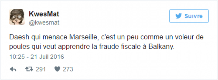 Illustration de l'article : Daesh menace Marseille mais les habitants de la cit&eacute; phoc&eacute;enne montrent qu'il n'ont pas peur... 20 Tweets hilarants !