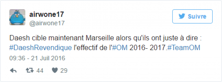 Illustration de l'article : Daesh menace Marseille mais les habitants de la cit&eacute; phoc&eacute;enne montrent qu'il n'ont pas peur... 20 Tweets hilarants !