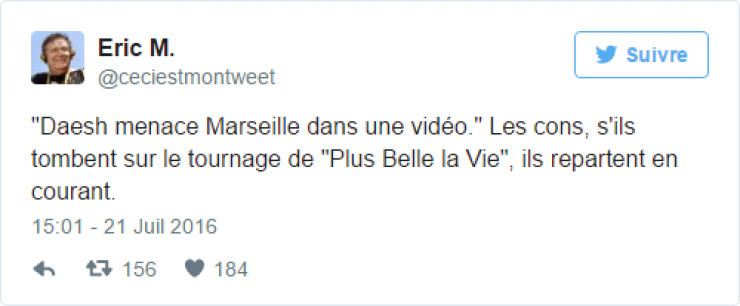 Illustration de l'article : Daesh menace Marseille mais les habitants de la cit&eacute; phoc&eacute;enne montrent qu'il n'ont pas peur... 20 Tweets hilarants !