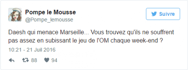 Illustration de l'article : Daesh menace Marseille mais les habitants de la cit&eacute; phoc&eacute;enne montrent qu'il n'ont pas peur... 20 Tweets hilarants !
