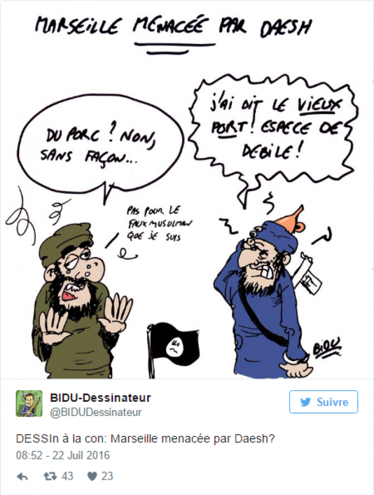 Illustration de l'article : Daesh menace Marseille mais les habitants de la cit&eacute; phoc&eacute;enne montrent qu'il n'ont pas peur... 20 Tweets hilarants !