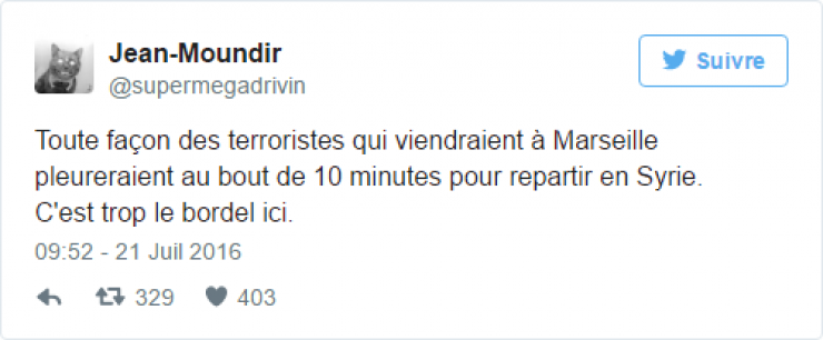 Illustration de l'article : Daesh menace Marseille mais les habitants de la cit&eacute; phoc&eacute;enne montrent qu'il n'ont pas peur... 20 Tweets hilarants !
