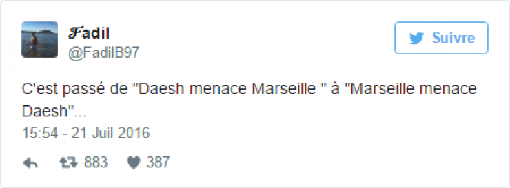 Illustration de l'article : Daesh menace Marseille mais les habitants de la cit&eacute; phoc&eacute;enne montrent qu'il n'ont pas peur... 20 Tweets hilarants !