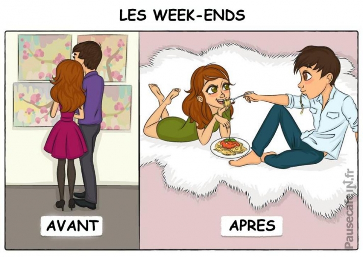 Illustration de l'article : Ces 9 dessins montrent tr&egrave;s bien ce qu'est la vie &agrave; deux, avant et apr&egrave;s le mariage !