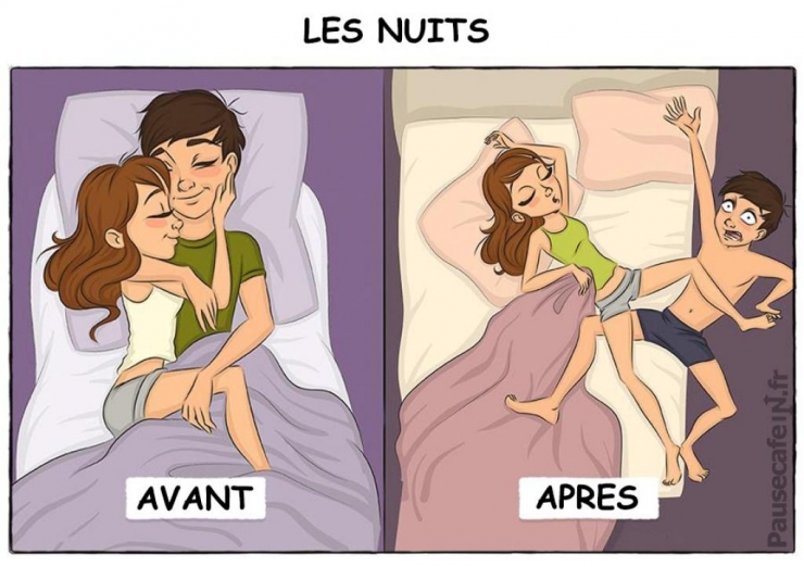 Illustration de l'article : Ces 9 dessins montrent tr&egrave;s bien ce qu'est la vie &agrave; deux, avant et apr&egrave;s le mariage !