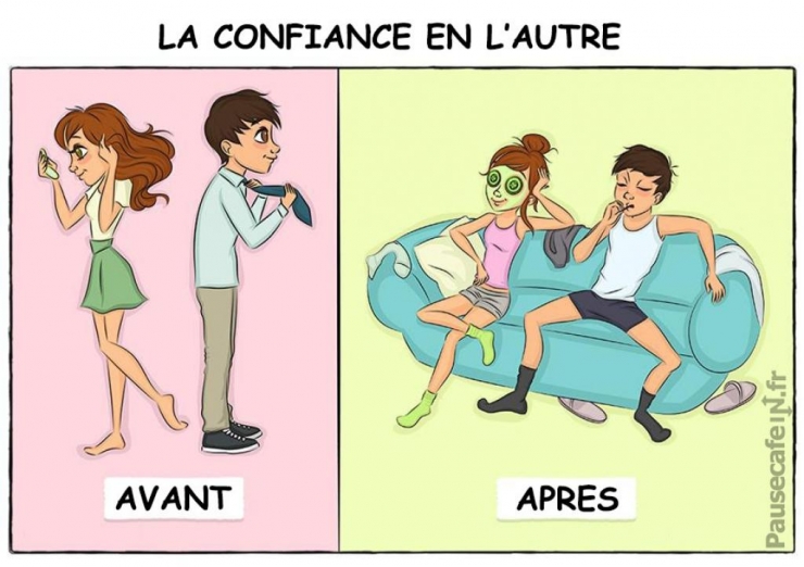 Illustration de l'article : Ces 9 dessins montrent tr&egrave;s bien ce qu'est la vie &agrave; deux, avant et apr&egrave;s le mariage !