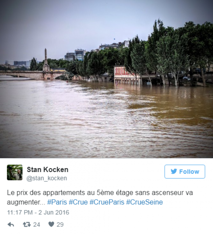 Illustration de l'article : 24 tweets hilarants concernant la crue de la Seine...