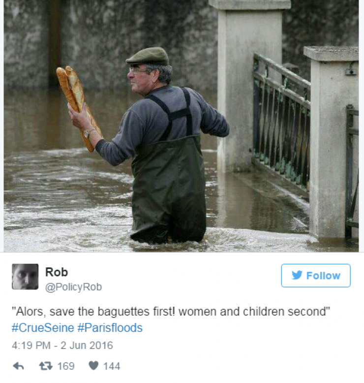Illustration de l'article : 24 tweets hilarants concernant la crue de la Seine...