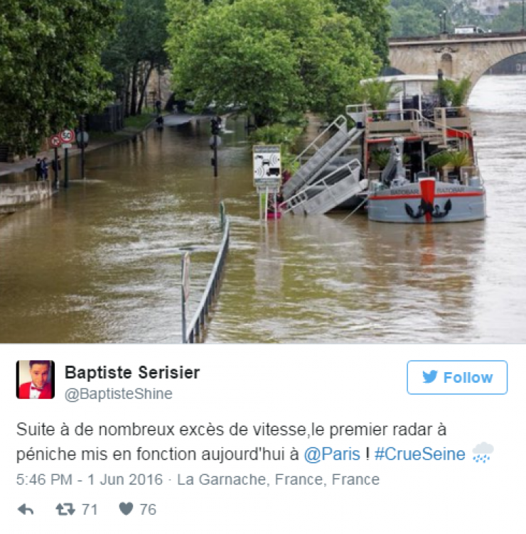 Illustration de l'article : 24 tweets hilarants concernant la crue de la Seine...