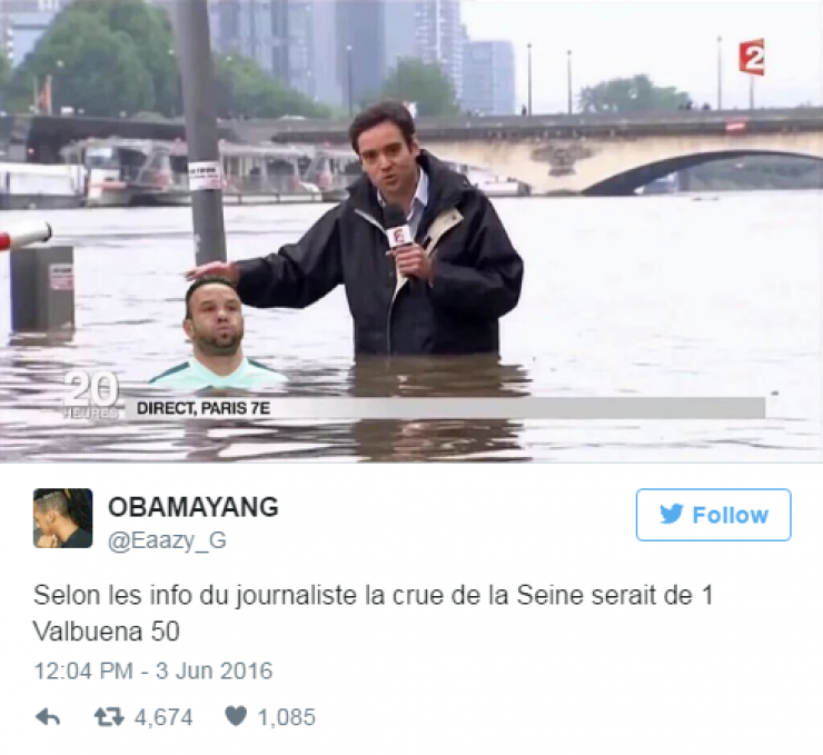 Illustration de l'article : 24 tweets hilarants concernant la crue de la Seine...