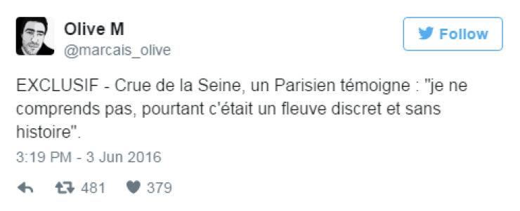 Illustration de l'article : 24 tweets hilarants concernant la crue de la Seine...