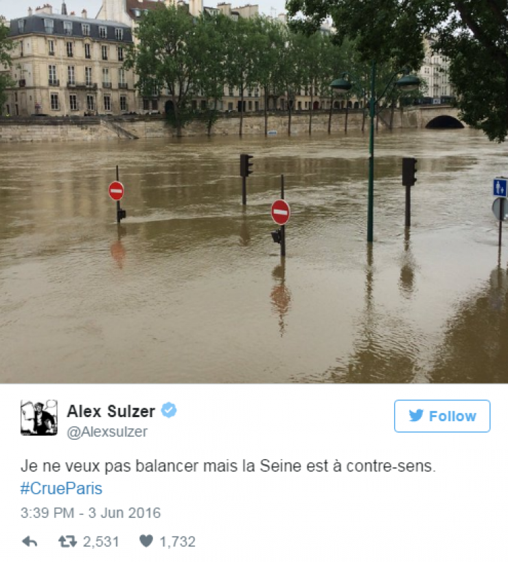 Illustration de l'article : 24 tweets hilarants concernant la crue de la Seine...
