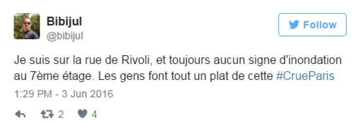 Illustration de l'article : 24 tweets hilarants concernant la crue de la Seine...