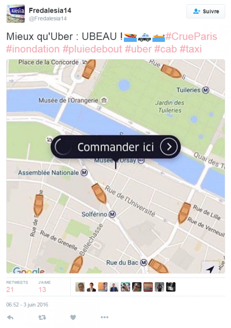 Illustration de l'article : 24 tweets hilarants concernant la crue de la Seine...