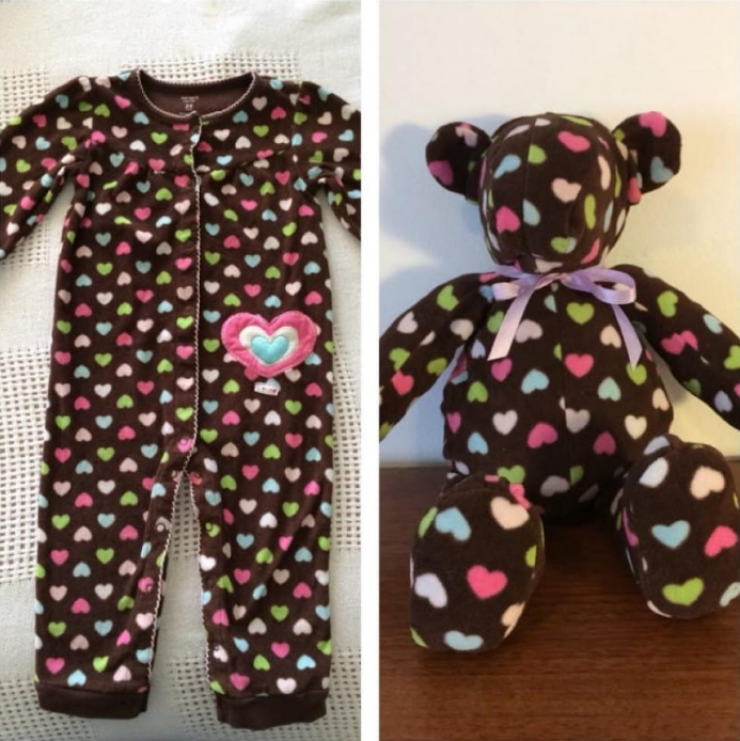 Illustration de l'article : Que diriez-vous de cr&eacute;er une jolie peluche avec le vieux pyjama de votre b&eacute;b&eacute; ?