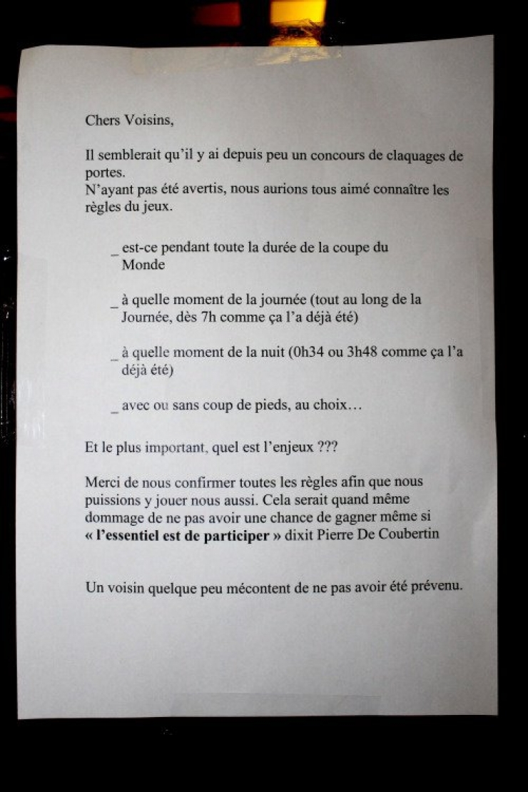 Illustration de l'article : Top 20 des messages de ras-le-bol postés à l'intention des voisins...
