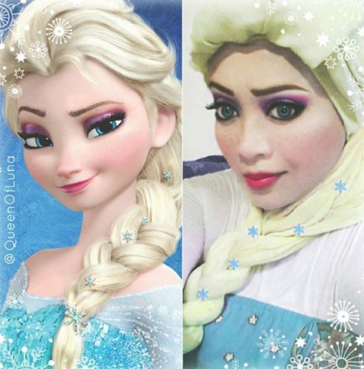 Illustration de l'article : Elle se transforme en personnages Disney à l’aide de son Hijab… En Jasmine c’est vraiment épatant !