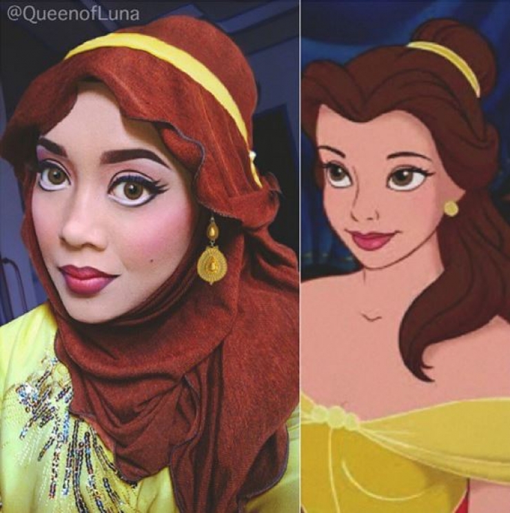Illustration de l'article : Elle se transforme en personnages Disney à l’aide de son Hijab… En Jasmine c’est vraiment épatant !