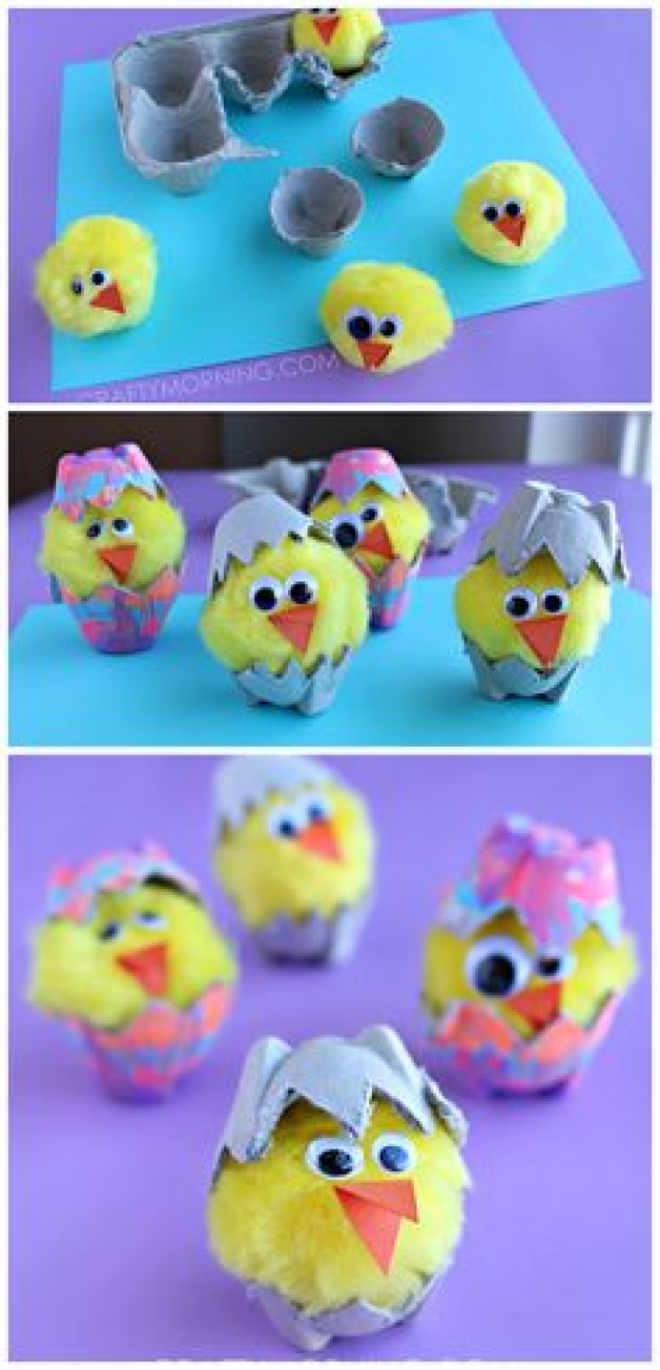 Illustration de l'article : 17 idées de bricolages pour Pâques sur le thème des poussins ! De quoi occuper les enfants.