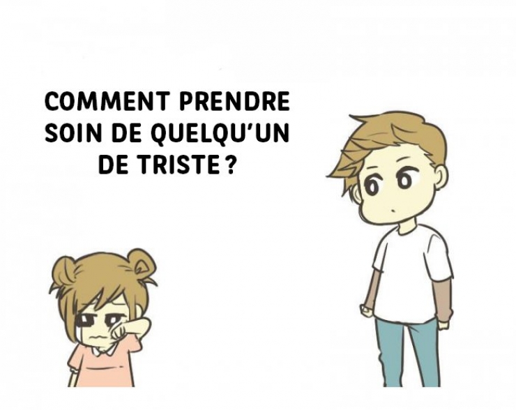 Illustration de l'article : En 10 étapes, cette illustratrice nous montre le meilleur moyen de prendre soin de quelqu’un de triste !