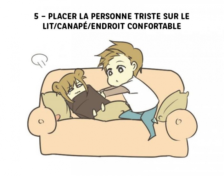 Illustration de l'article : En 10 étapes, cette illustratrice nous montre le meilleur moyen de prendre soin de quelqu’un de triste !