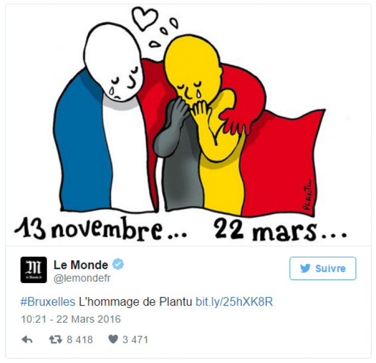 Illustration de l'article : Attentats de Bruxelles: Les hommages pleuvent déjà, en voici 20 qui prouvent aux terroristes qu'on ne se soumettra JAMAIS !