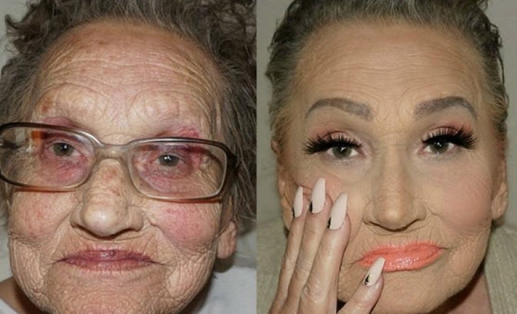 Illustration de l'article : Elle a 80 ans et se fait maquiller par sa petite fille. Le résultat est incroyable !